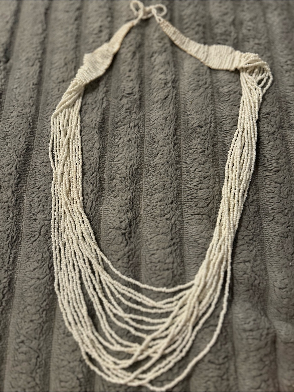 Layered Cream Seed Bead Necklace - Elegant Multi-Strand Design
